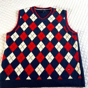 Tommy Hilfiger men’s red, white, and blue sweater vest - Perfect Condition!